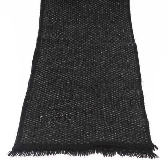 CHANEL Scarf Cashmere Black CC Auth BA5781 - Picture 7 of 10